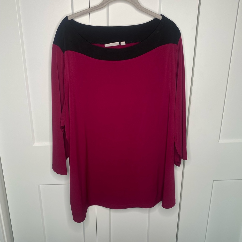 Susan Graver Boat Neck Top Blouse Women’s Plus Size 3X
